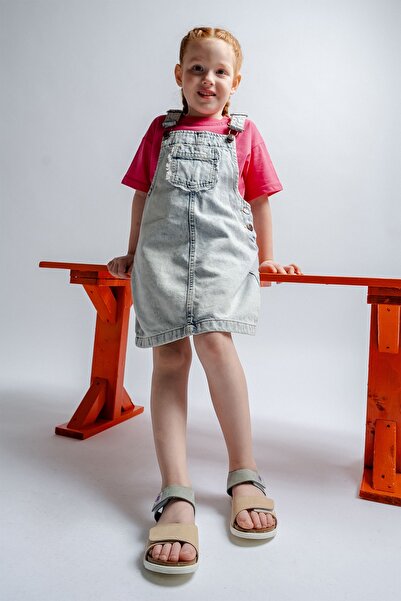 mnpc Unisex Παιδικά Κίτρινο-Νερό Πράσινο Γνήσιο Δερμάτινο Σόλα Μανιτάρι Καθημερινά Παιδικά Σανδάλια