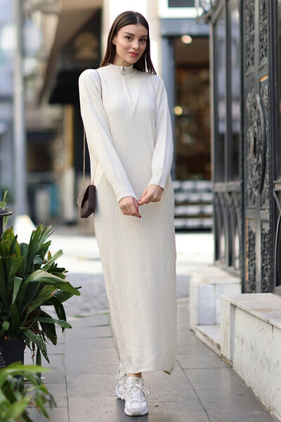 hazelin Γυναικείο πλεκτό μίντι φόρεμα με φερμουάρ γιακά με φαρδιά εφαρμογή HZL24W-BD 1101831