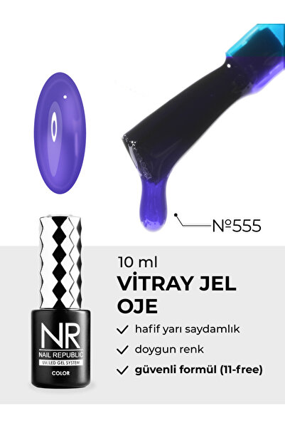 Nail Republic Kalıcı Oje Mor Vitraj 555 (10 ml) – Yarı Şeffaf, Dayanıklı UV J...