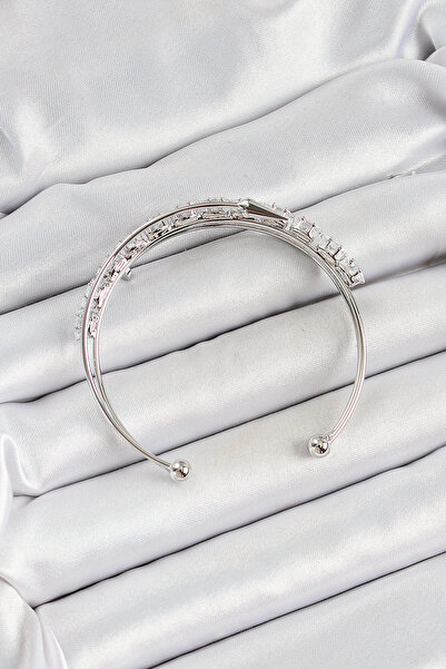 Lisinya سوار نسائي من حجر الزركون بلون النحاس الفضي -