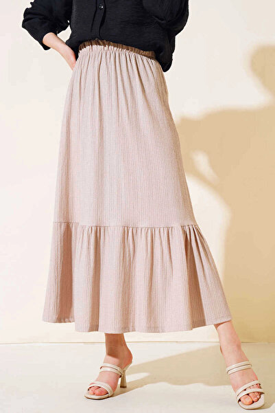 hazelin Γυναικεία Μπεζ ελαστική μέση μακριά φούστα HZL23S-BD 118861