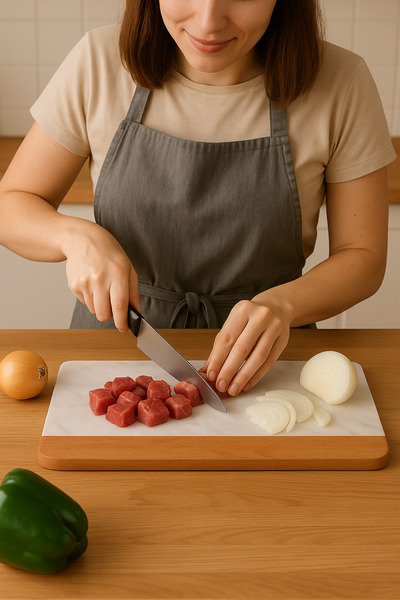 Fiyakalı Ürünler Atölyesi Marble Cutting Board, Bread Slicing, Cheese Plate, Antibacterial, Meat, Vegetables, 20X30 cm
