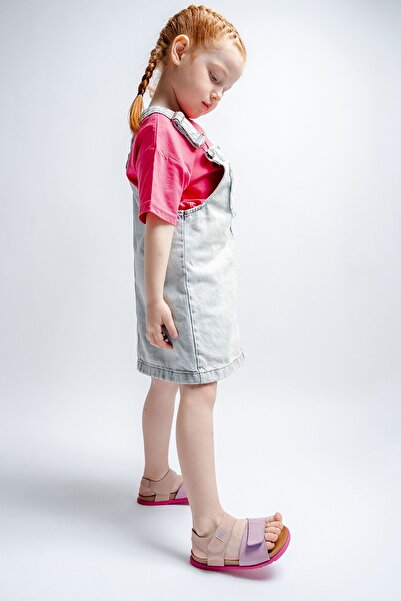 mnpc Unisex Παιδικά Λιλά-Ροζ Γνήσιο Δερμάτινο Σόλα Μανιτάρι Καθημερινά Παιδικά Σανδάλια