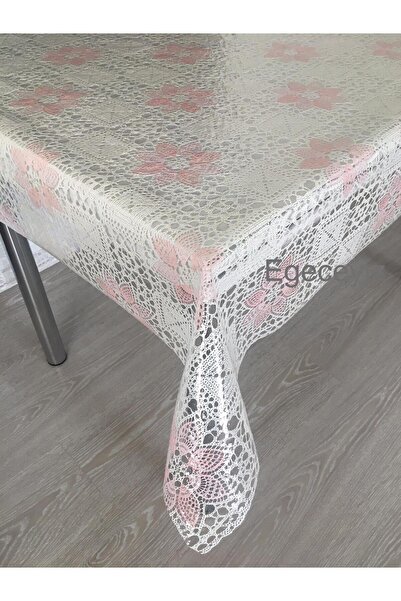 egeceyiz home 1. Sınıf Japon Masa Örtüsü - Dantel Işlemesi Görünümlü - Şeffaf - Deliksiz - Kaymaz