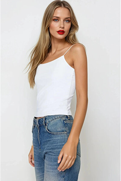 hazelin White Rope Strap Knitted Body - Women's Blouse HZL24S-ZK11001