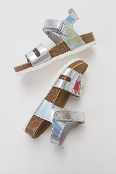 mnpc Girl's Silver Genuine Leather Daily Children's Sandals