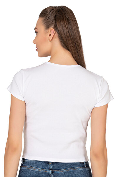 ÖZKAN underwear Özkan 27433 Women Crop Cotton Camisole Flexible Comfortable Crew Neck Short Sleeve T-Shirt Blouse