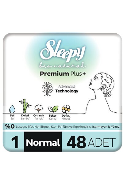 Sleepy Bio Natural Premium Plus Hijyenik Ped Normal 48 Adet Ped