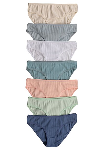 ÖZKAN underwear سراويل بيكيني نسائية من Özkan 26798 مكونة من 7 قطع من القطن المضلع المرن والمريح
