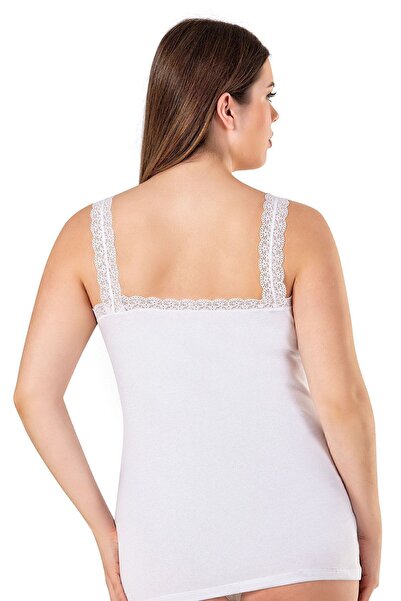 ÖZKAN underwear Özkan 26802 6 Pack Women's Cotton Collar Lace Detailed Thick Strap Flexible Comfortable Large Size Skip