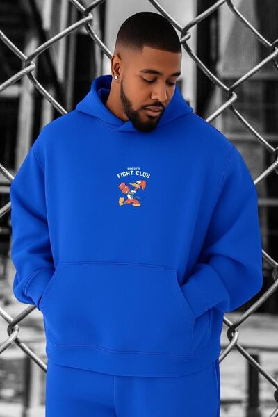 DM DOLCE MORE سويت شيرت كبير الحجم مطبوع عليه نادي القتال