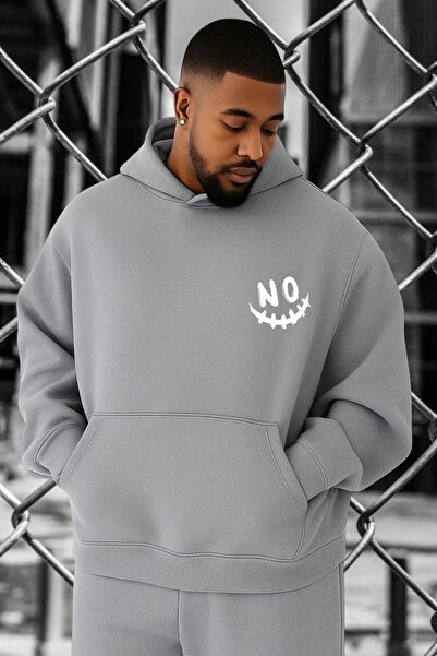 DM DOLCE MORE سويت شيرت بوجه مبتسم بدون طباعة مقاس كبير