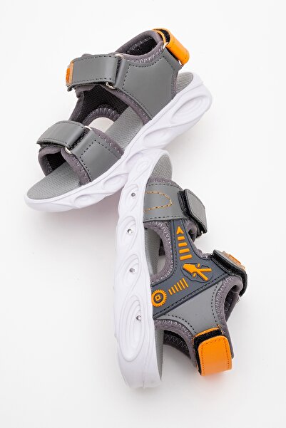 mnpc Boy's Anthracite Lighted Anatomical Lightweight Daily Sandals