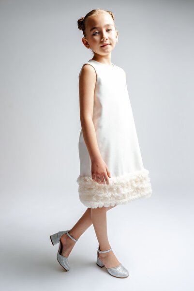 mnpc Girl's Silver Stone Heeled Evening Dress Shoes