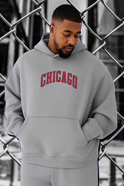 DM DOLCE MORE سويت شيرت شيكاغو بطبعة كبيرة الحجم