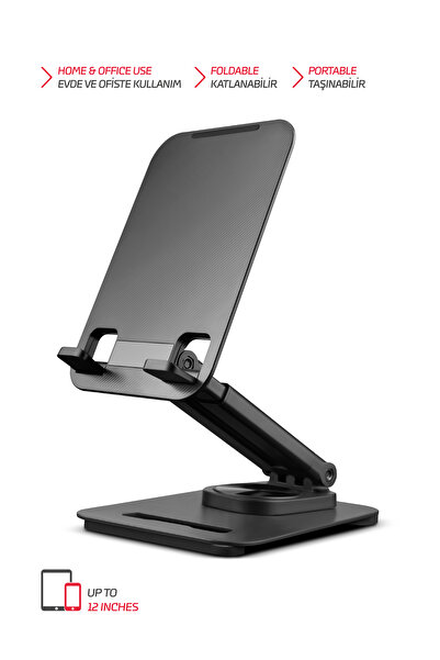 Vorcom 4 Eksenli Metal 360 Derece Teleskopik Tüm Tablet Telefon Uyumlu Ayaklı Stand Tablet Tutucu Tms30