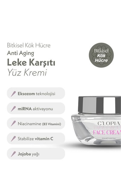 C'LOPIA BEAUTY Anti-Blemish and Anti-Aging Herbal Stem Cell Face Cream, Hyaluronic Acid, Niacinamide, C-Vit, Collagen