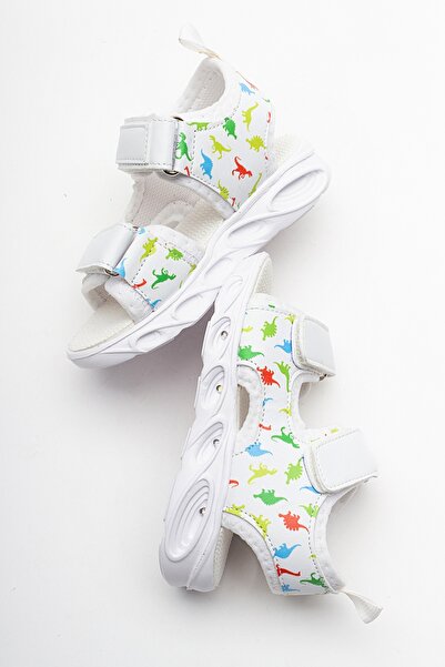 mnpc Boy's White Light-Up Anatomical Lightweight Sports Sandals
