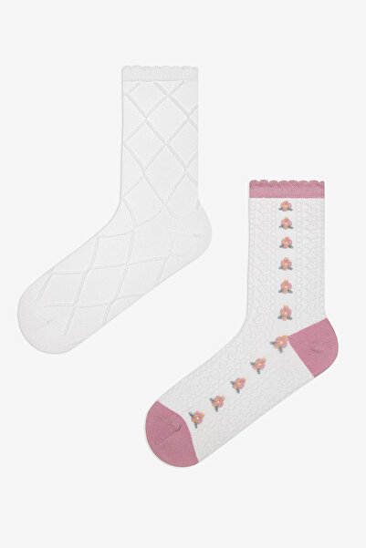 Penti Jacquard Flower 2li Soket Çorap