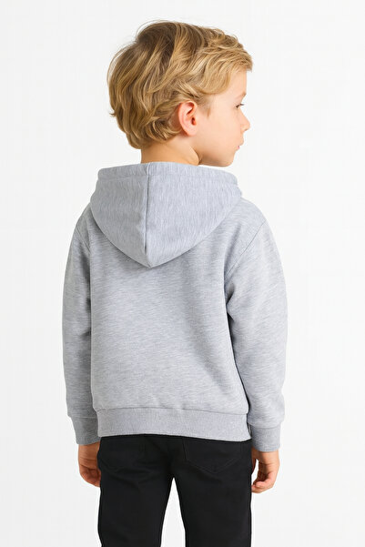 AHENGİM Girls - Boys Basic Zippered Thick 3 Thread Winter School Sweat Ak1815