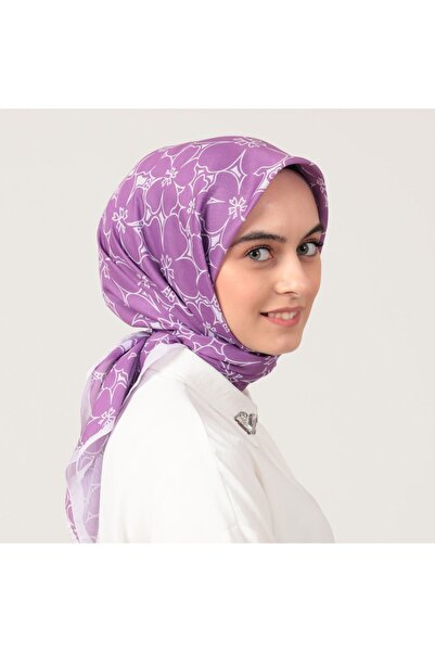 ipekistanbul Pamuk İpek Eşarp - Yonca Desen - Lila