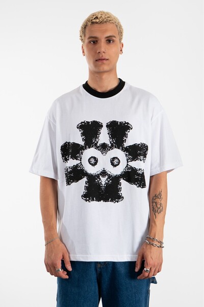 e&e Puzzle Oversize White Men's T-Shirt
