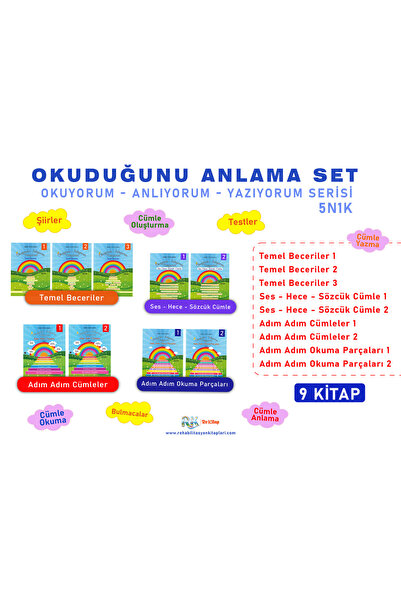 RK REKİTAP OKUDUĞUNU ANLAMA 5N1K OKUYORUM ANLIYORUM YAZIYORUM 9 CİLT