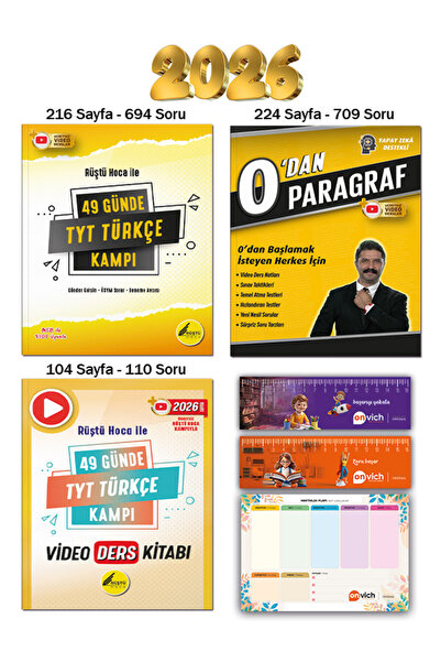 Rüştü Hoca 0 dan Paragraf - 49 Günde Tyt Türkçe Kampı - Video Ders Notları Set 3 Kitap