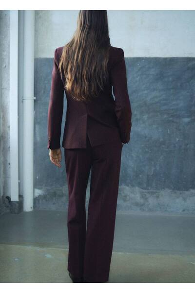 MANGO Woman Düz kesim kumaş pantolon