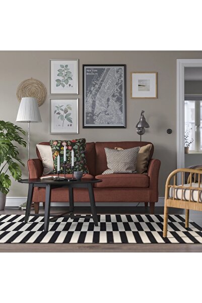 IKEA 2'li kanepe, kilanda kahverengi-kırmızı