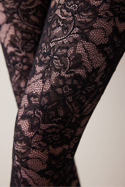 Penti Siyah Yüksek Bel Dantel Tayt