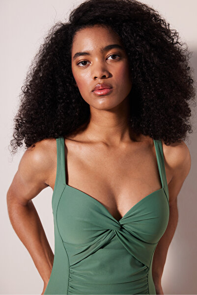 Penti Basic Shirred Corset Green Swimsuit