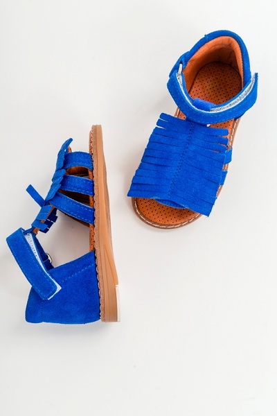 mnpc Girls' Saks Blue Leather Orthopedic Supported Children's Sandals