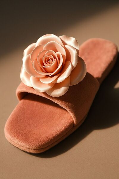 Shoebuo Women's New Season Rose Patterned Home Slippers Dowry Slippers