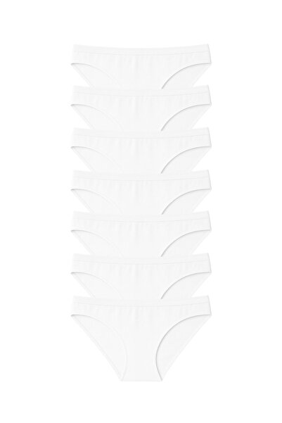 LİBELLA İÇ GİYİM Γυναικεία βαμβακερά εσώρουχα μπικίνι Lycra Πακέτο 7 τεμαχίων – Λευκό χρώμα