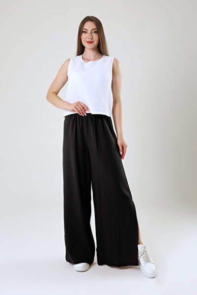 Nicci Yüksek Bel Bol Paça Müslin Pantolon