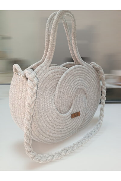 AZR HOME DESİGN Natural Jute Rope Grey Infinity Hand Bag Daily Bag