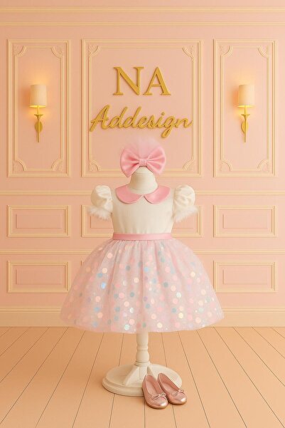 NA ADDESIGN Kız Çocuk Pullu Tüllü Kabarık Deniz Kızı Elbise