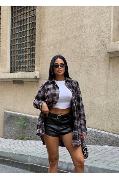 LB Laluna Butik Dámská volná kostkovaná košile