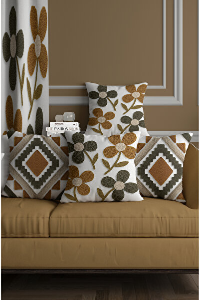 ALAMODECOR Set de cu imprimeu huse de pernă cu aspect geometric, cu aspect di...