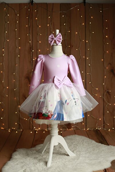 NA ADDESIGN Kız Çocuk Elsa Karlar Kraliçesi Elbise Pembe