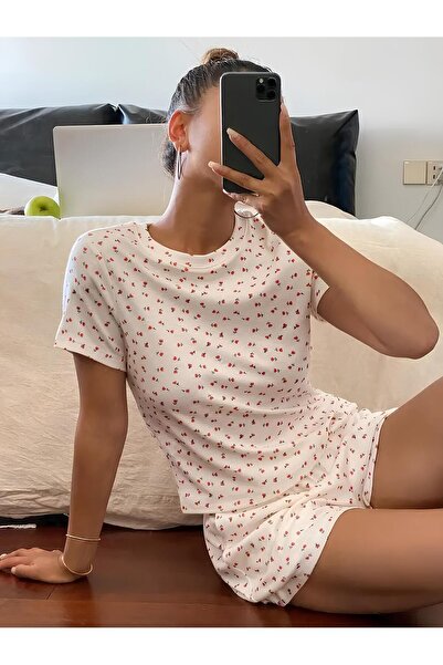 Blizard kadın şortlu desenli pijama takımı