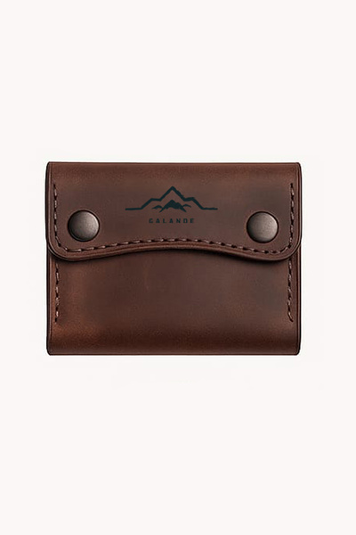 GALANDE Hakiki Deri Çıtçıtlı Kartlık - Cüzdan 3 Bölmeli Minimalist Cüzdan (El...
