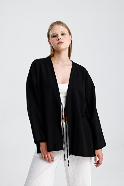 Tate Black Textured Kimono
