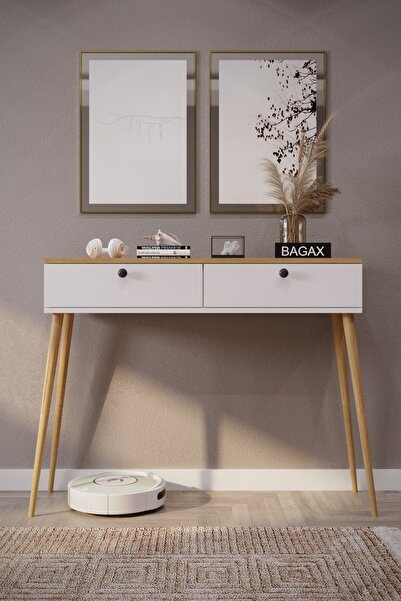 BAGAX 2 Kapaklı Ahşap Ayaklı Modern Dresuar