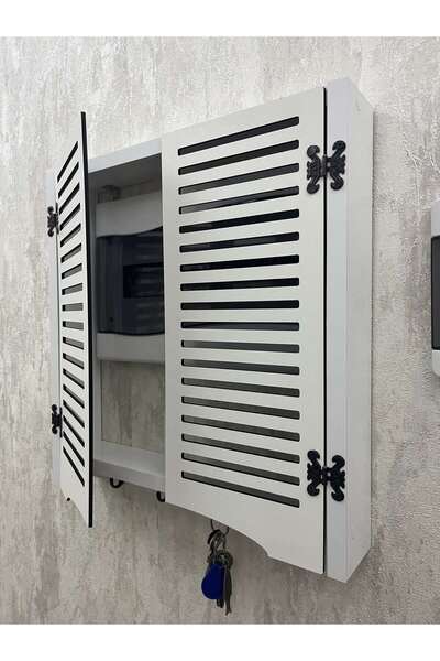 AA AHŞAP Elektrik Pano Düzenleyici Duvar Düzenleyici Ahşap Dekoratif Beyaz Kutu Anahtarlık Düz Çizgi