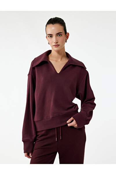 Koton Φούτερ με μακρυμάνικο γιακά πόλο με τρεις κλωστές κανονικής εφαρμογής