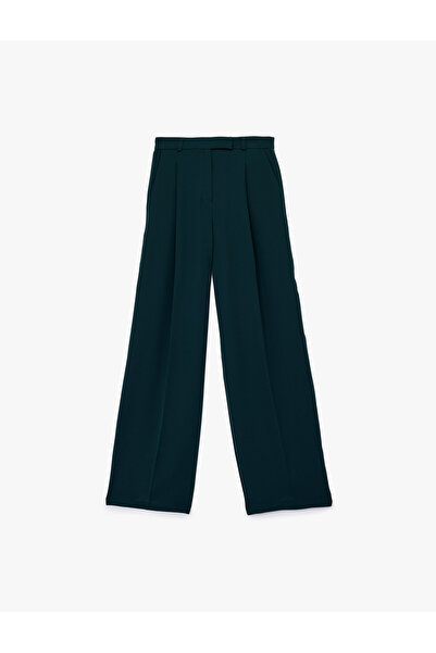 Koton Krep Kumaş Cepli Pile Detaylı Yüksek Bel Palazzo Pantolon