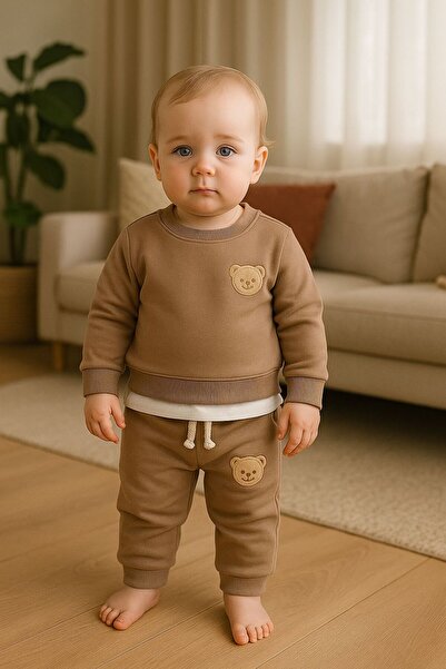 ŞAPKAKİDS Теди Мляко Кафе 3-частен комплект спортен екип