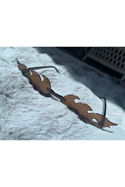 ZephiaStore Kahve Alevli Güneş Gözlüğü Ateş Efektli Gözlük Aksesuar